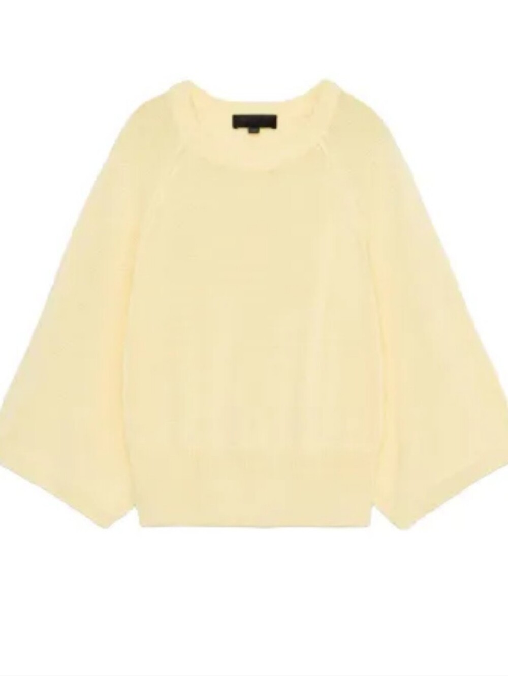 Zara Wide Sleeve Butter Yellow Crewneck Kint Sweater SZ M